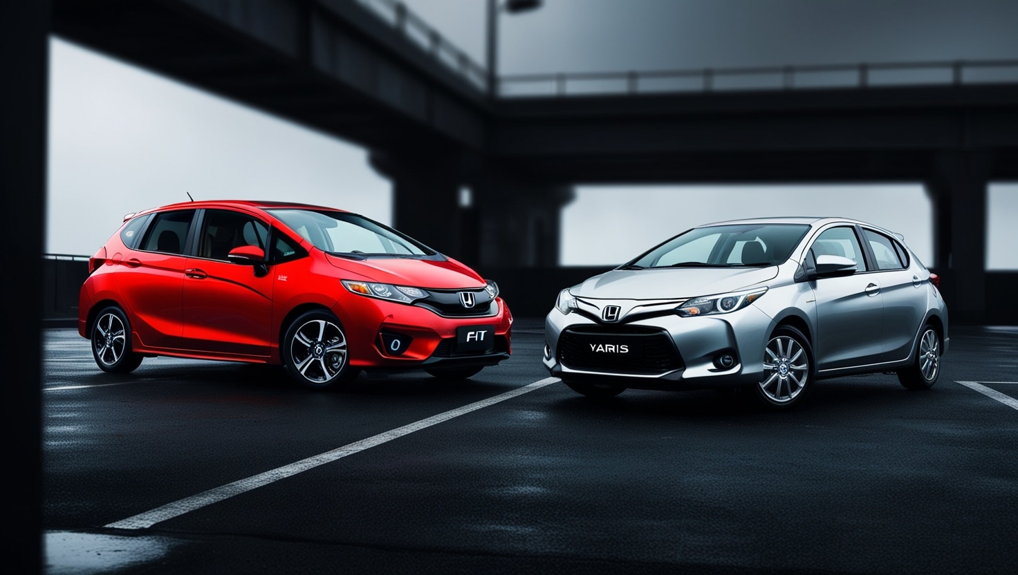 Honda Fit versus Toyota Yaris visual comparison for compact hatchback buyers