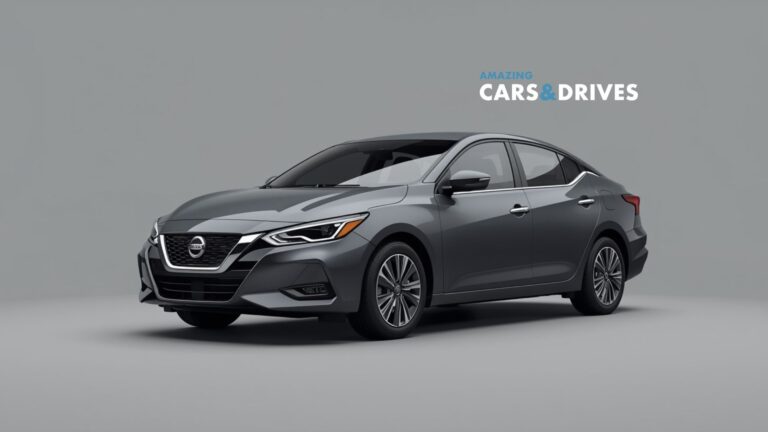 A gray 2026 Nissan Sentra sedan is parked in a studio with a plain background. The text "AMAZING CARS & DRIVES" appears in the top right corner.